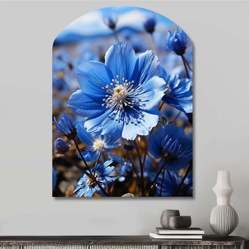 Blue Flower Cobalt Delight - Asymmetric Metal Wall Art